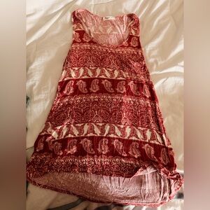 Red and White Paisley Tank Top